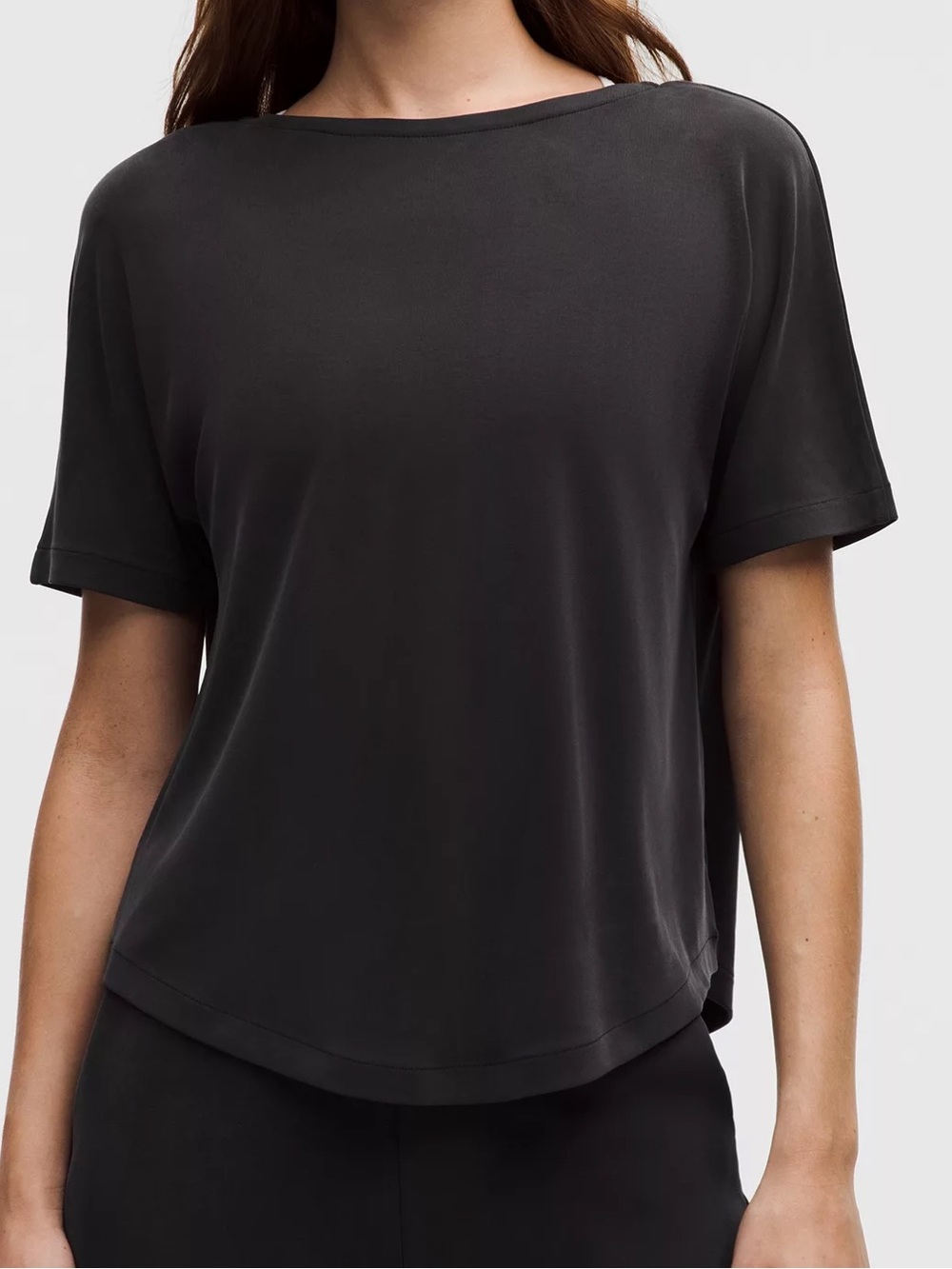 Lululemon Drapey Softstreme
Boatneck black short sleeve